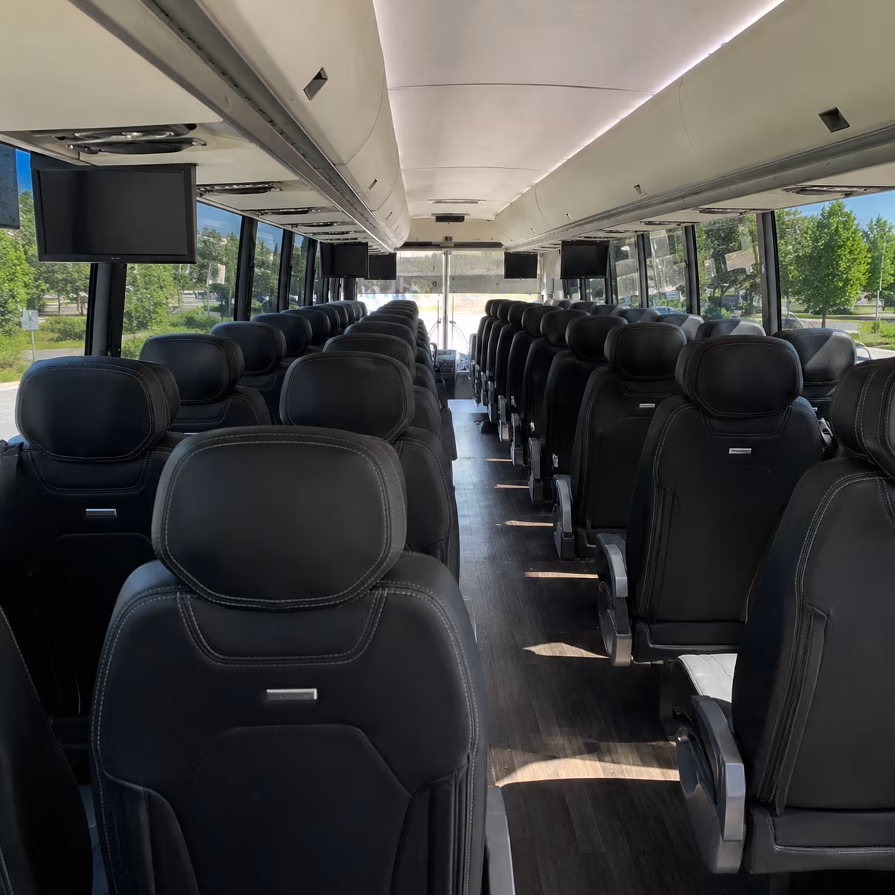 cary charter bus rental interior