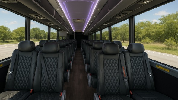 Interior of Charter Bus Company Apex's 28 Passenger Mini bus in Apex