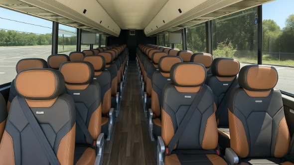 Interior of Charter Bus Company Apex's 55 Passenger Charter Bus in Apex