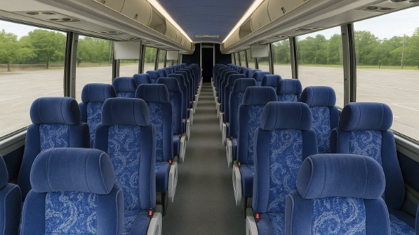 Interior of Charter Bus Company Apex's 56 Passenger Charter Bus in Apex