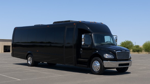 Exterior of Charter Bus Company Raleigh's Party Bus in Raleigh
