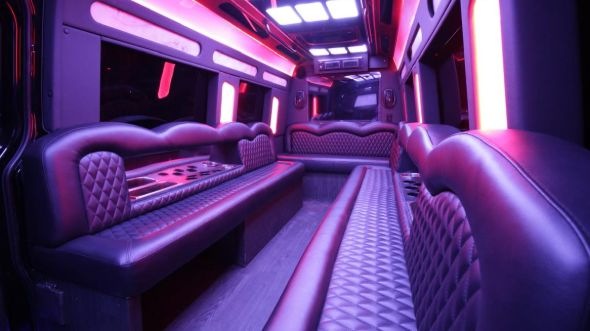 Interior of Charter Bus Company Apex's Sprinter Limo in Apex